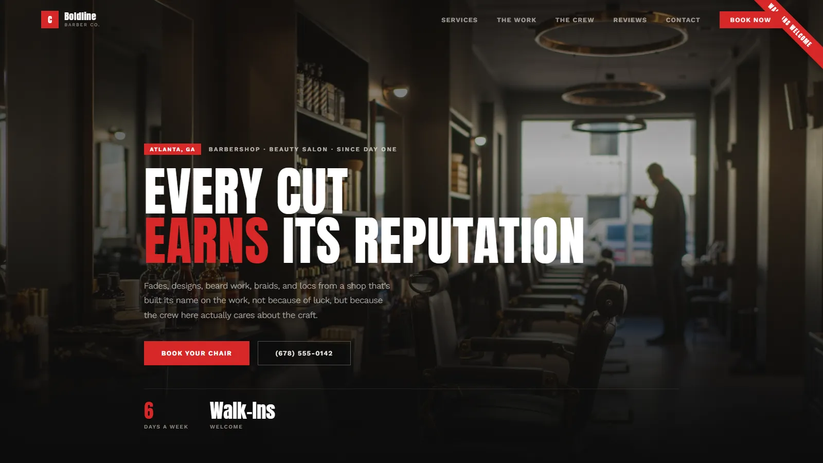 Boldline Barber Co. sample barbershop website