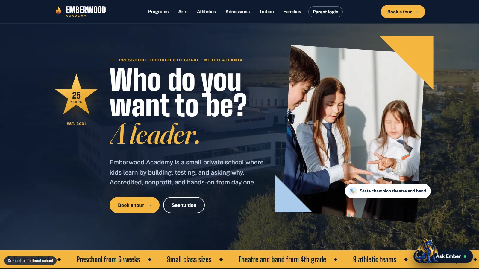 Emberwood Academy sample private school website