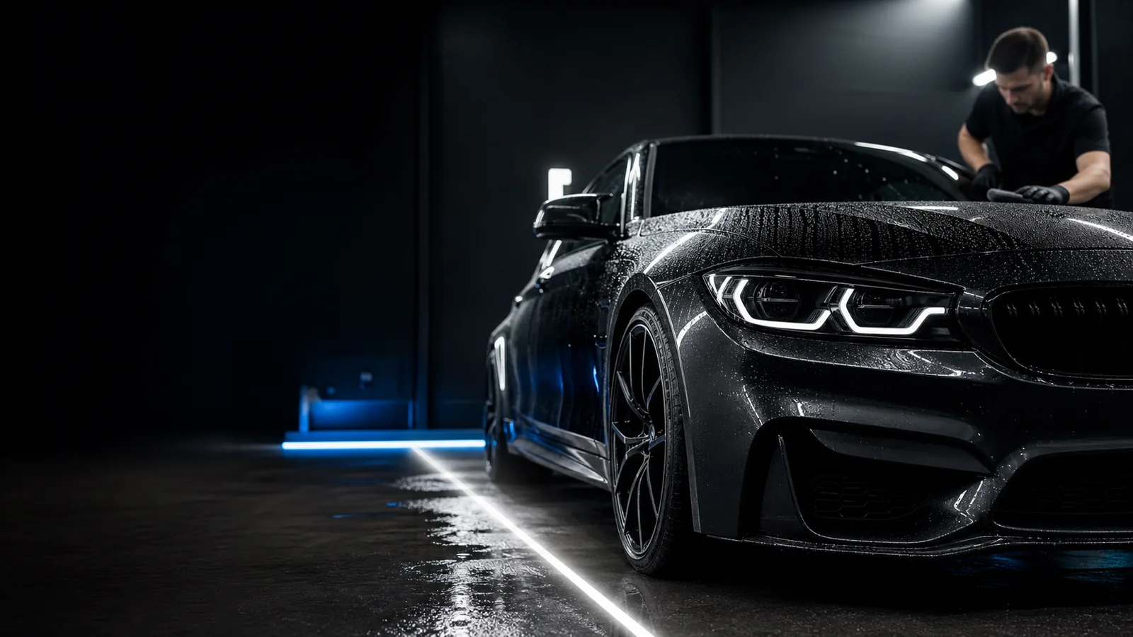 Polished black car representing a strong first impression