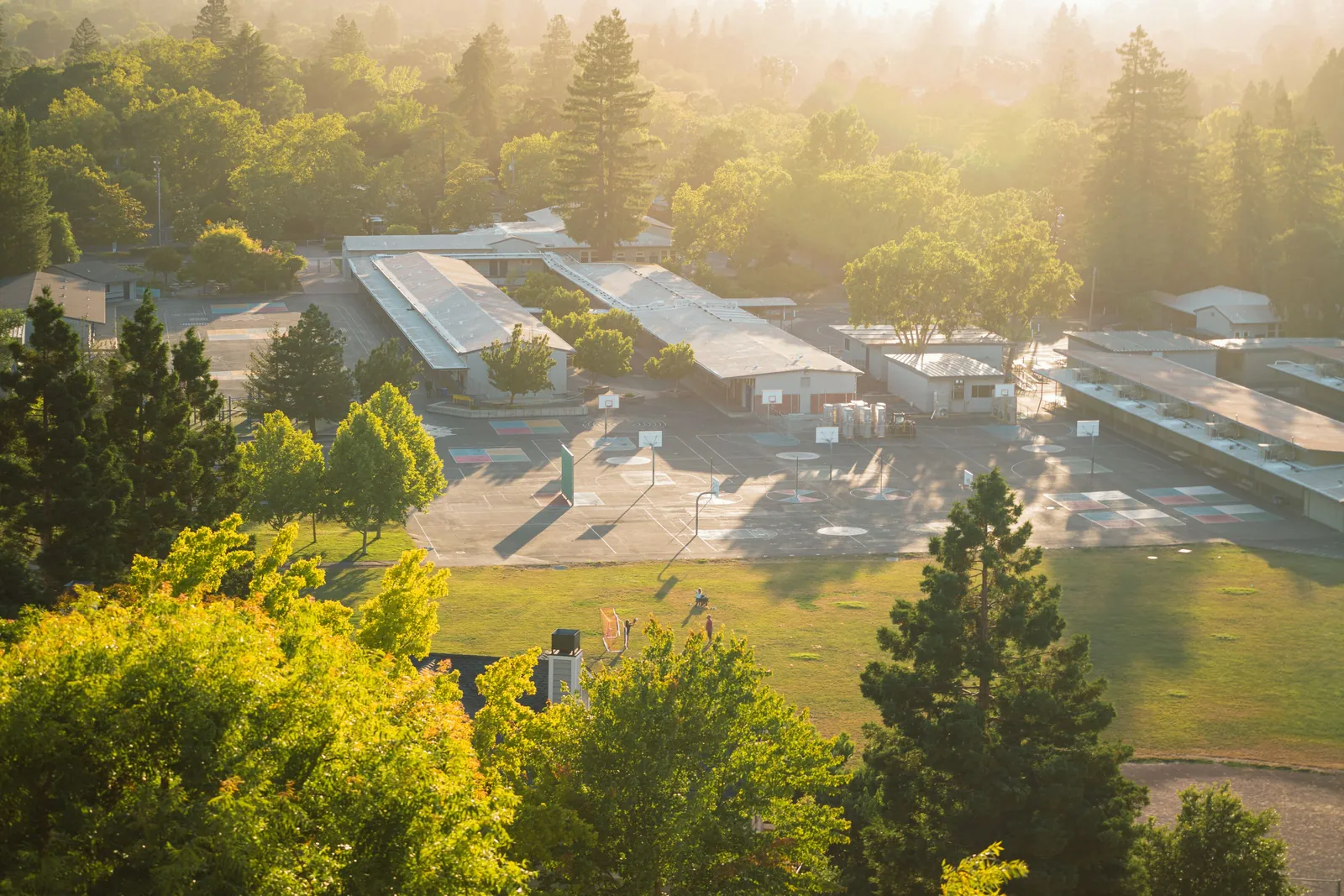 Aerial view of the school campus
