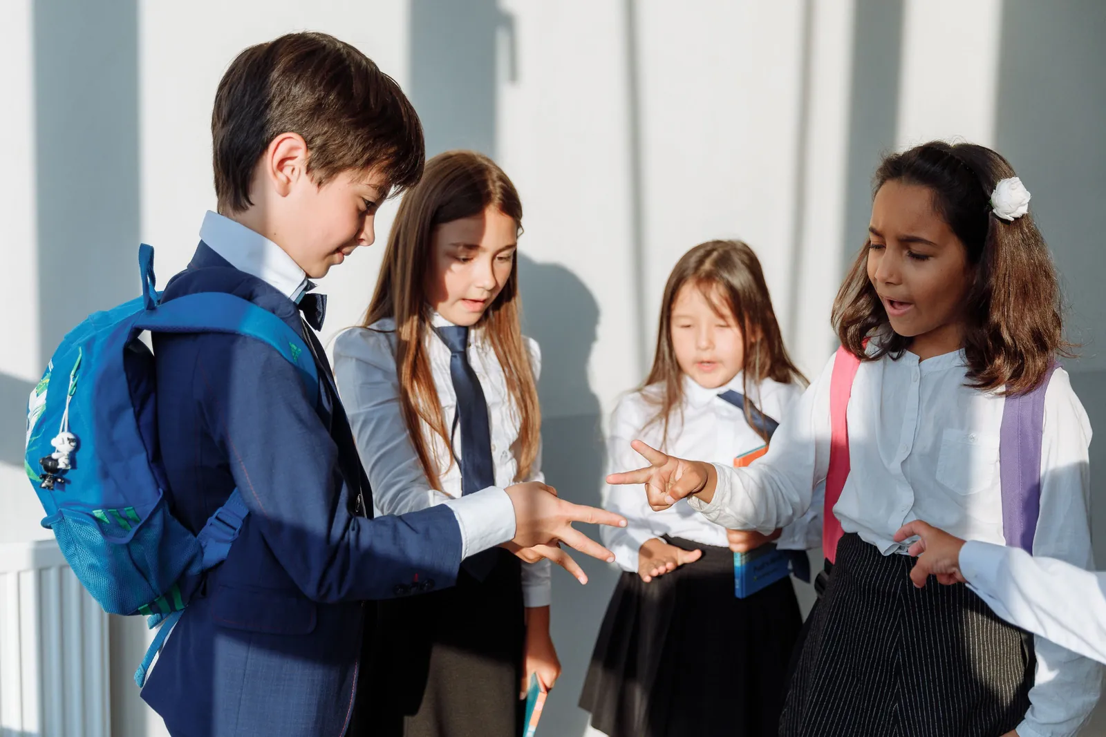 A group of students together at school