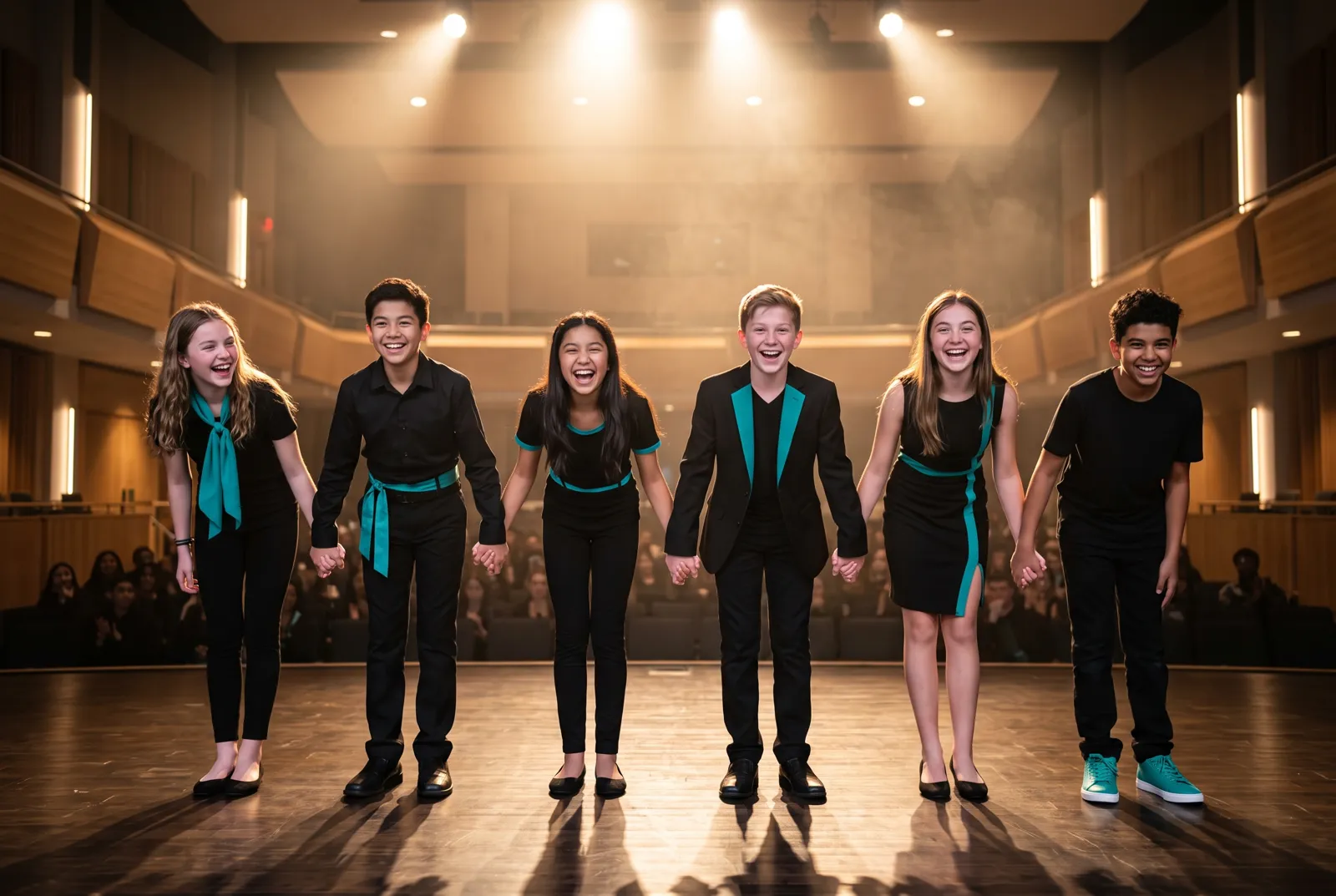 The cast taking a bow at the end of the show