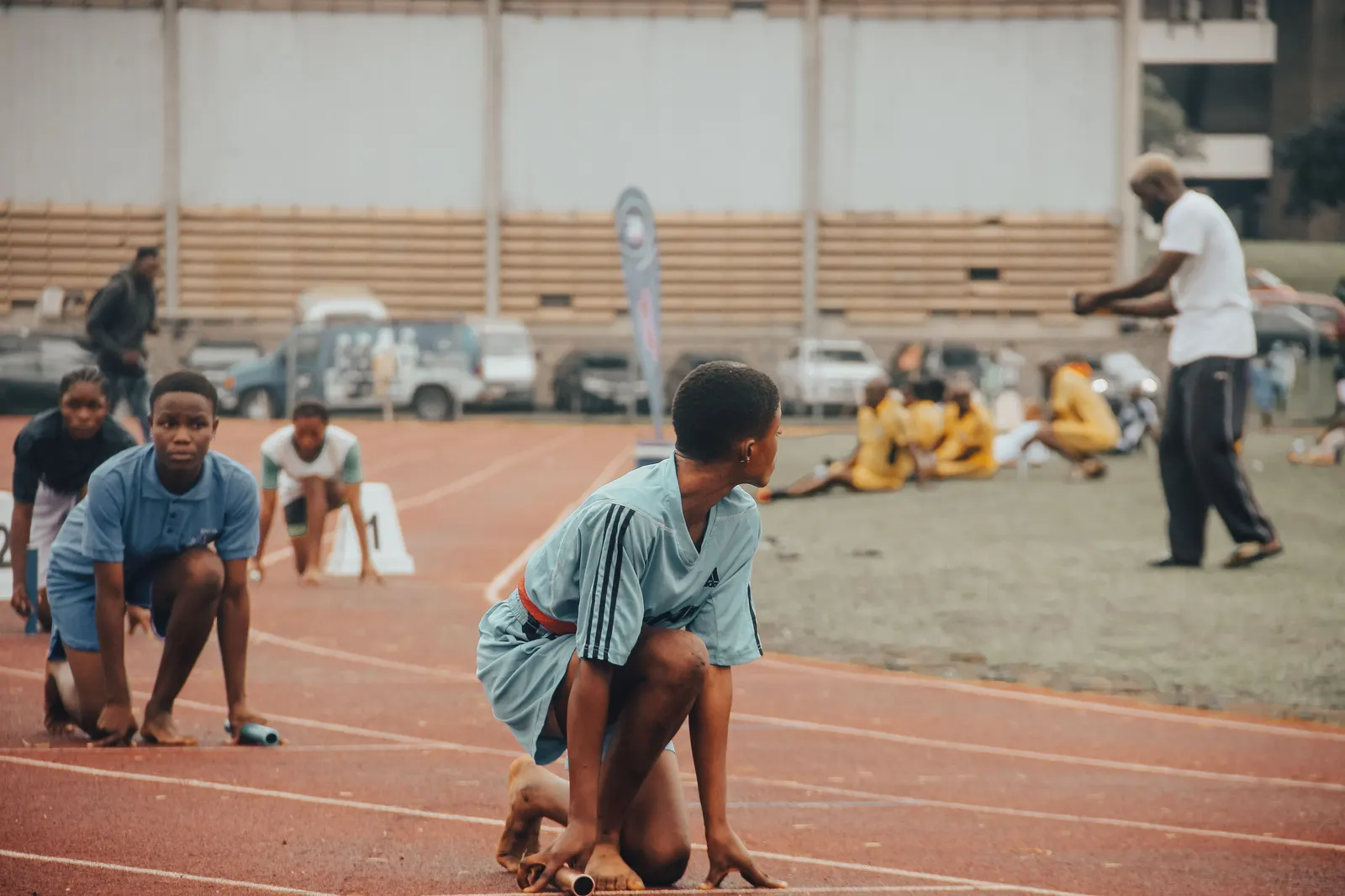 Students racing on the track